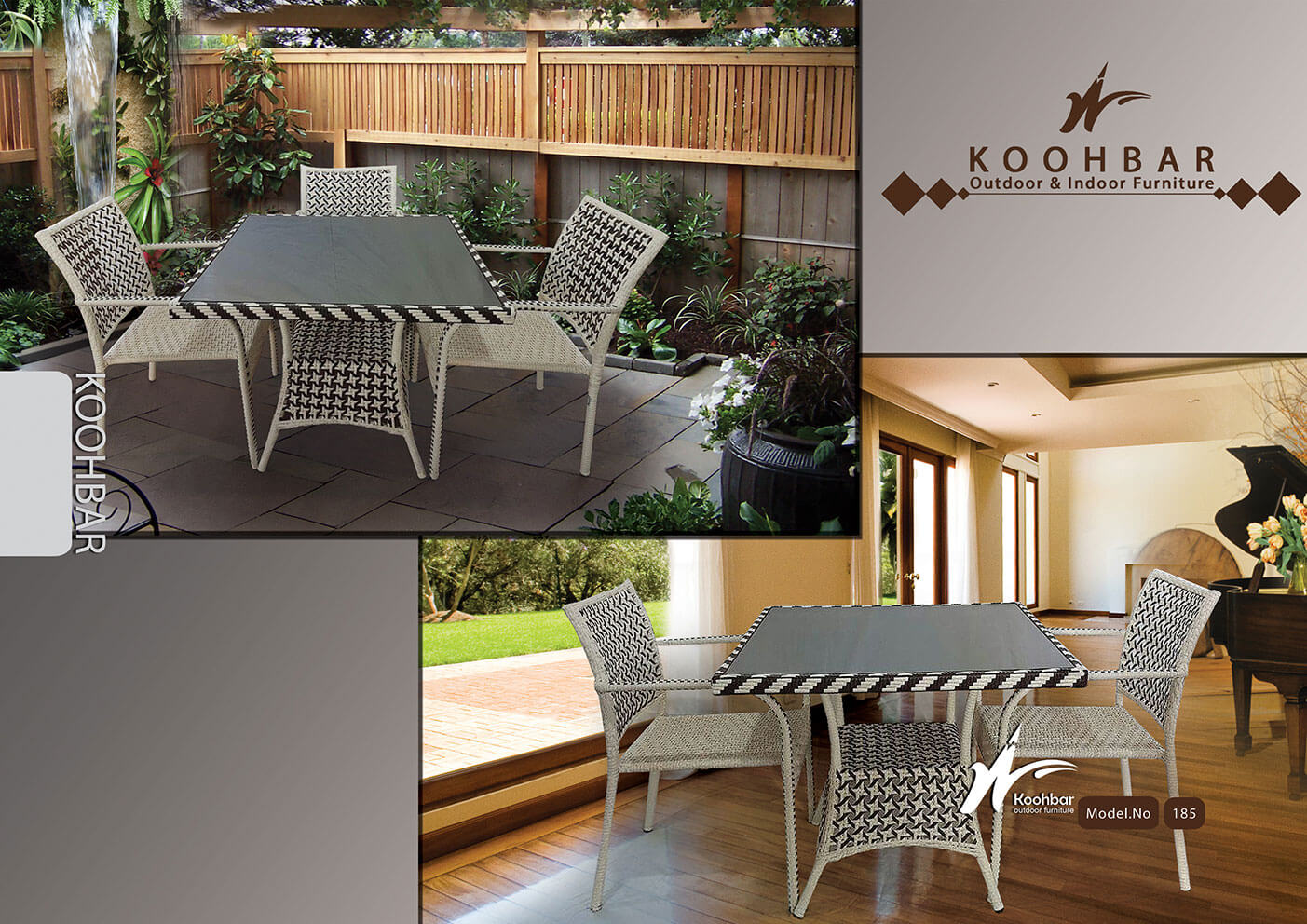 kohbar patio conversation sets 185 model0 - ست میز صندلی حصیری فضای باز مدل ۱۸۵ -  - patio-dining-furniture