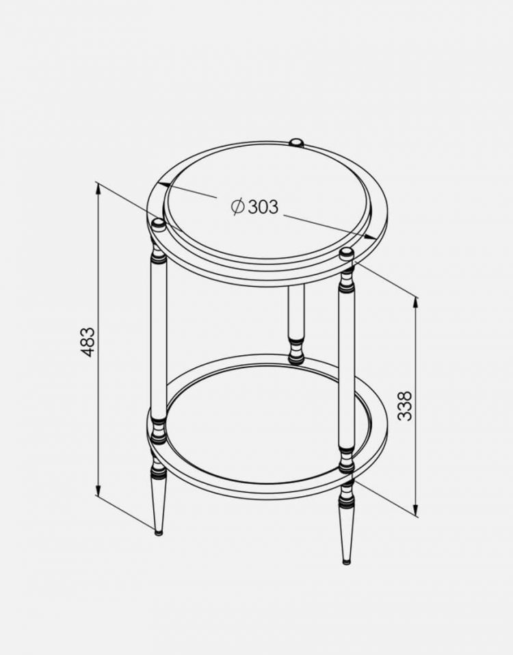 میز کنار مبلی گرد دو طبقه  مدل سرامیک و آینه