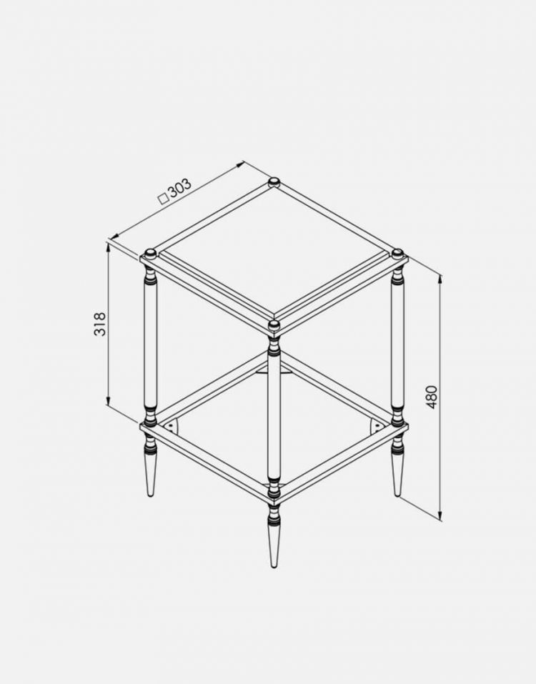 میز کنار مبلی مربعی دو طبقه  مدل سرامیک و آینه