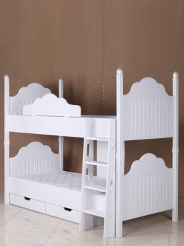 تخت دو طبقه چوبی سفید آپادانا مدل پالی