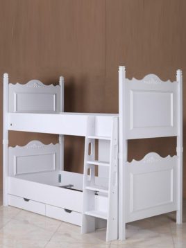 تخت دو طبقه چوبی سفید آپادانا مدل کویین