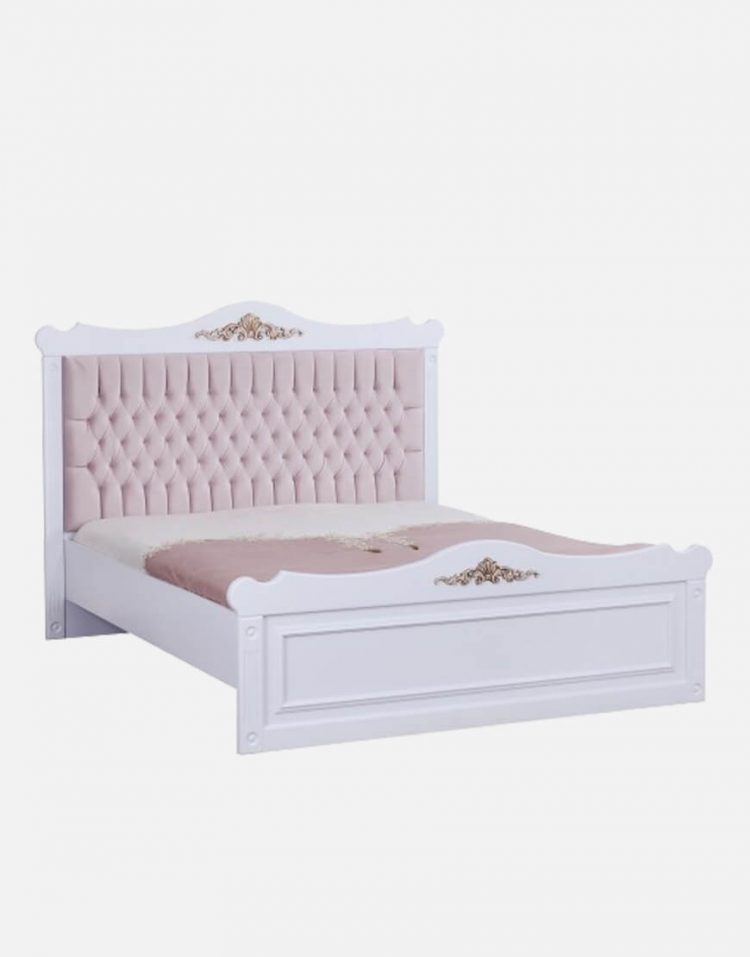 تخت دو نفره چوبی سفید آپادانا مدل کویین