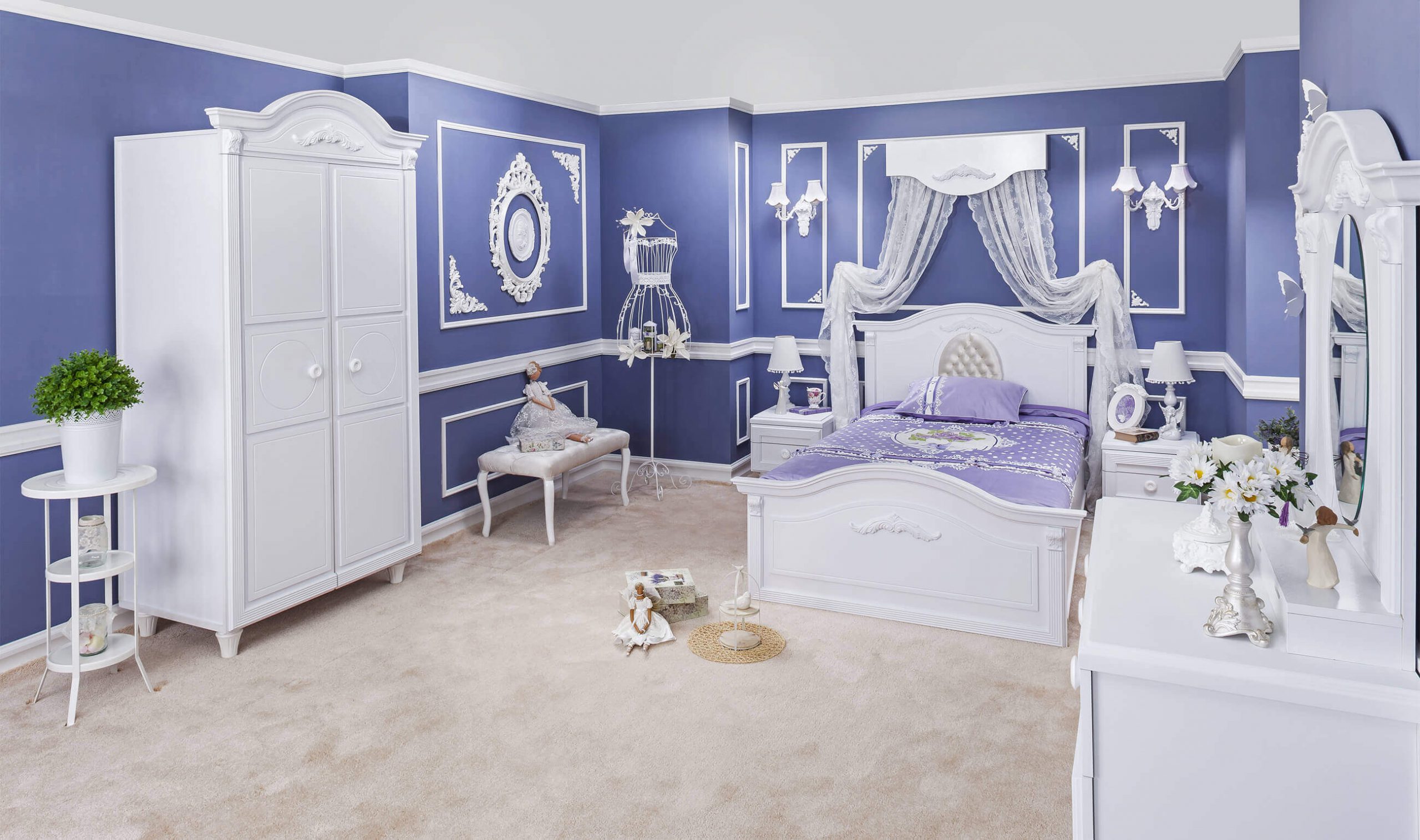 Apadana wooden white bed set model silver classic 00 scaled - سرویس خواب چوبی آپادانا مدل کلاسیک سیلور -  - kids-bedroom-sets