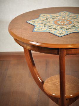 میز کنار سالن تمام چوب هندسی مدل سه پایه