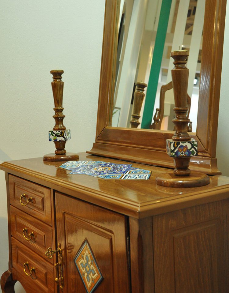 آینه کنسول چوبی سه کشو مدل سناتور