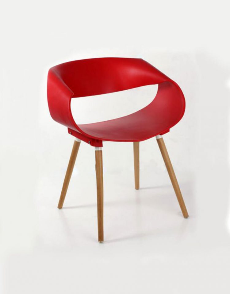 صندلی پلی کربنات پایه چوبی مدل P682