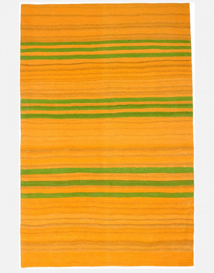 گلیم فرش سوزنی مدل کف ساده نارنجی و سبز