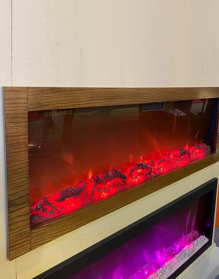 شومینه برقی 16رنگ ریموت دار گرمایش دار با قاب چوبی