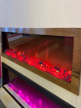 شومینه برقی 16رنگ ریموت دار گرمایش دار با قاب چوبی