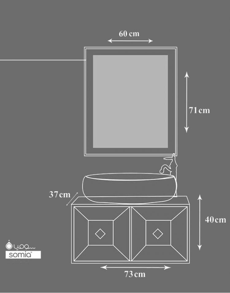 ست روشویی کابینت سومیا و آینه مدل ۶۱۲ A