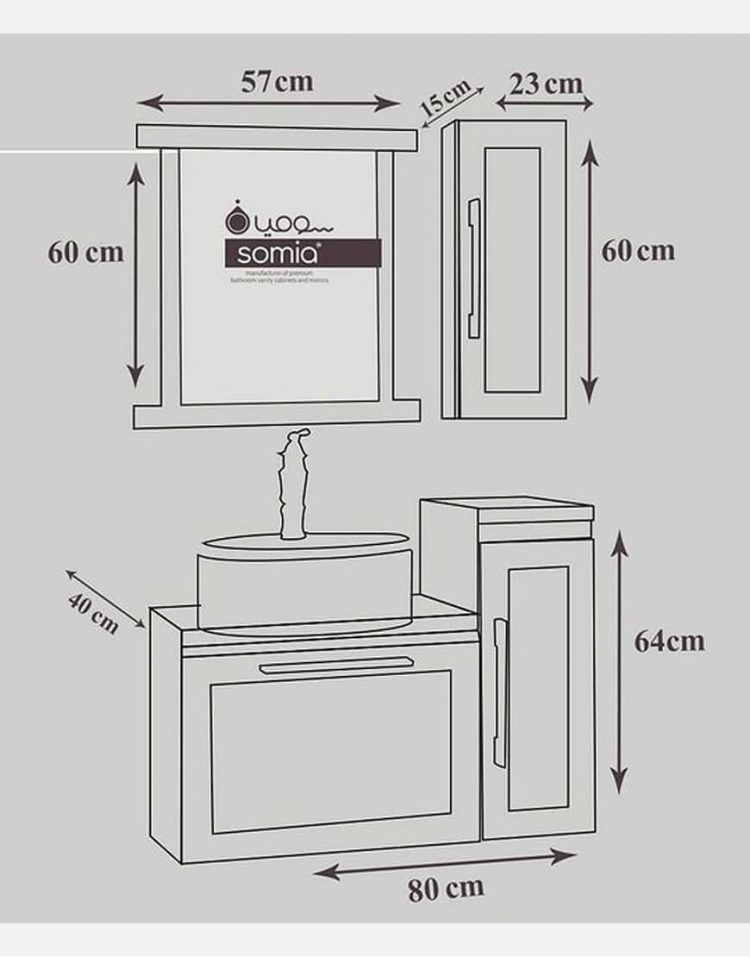 ست روشویی کابینت سومیا و آینه مدل ۶۱۸ A