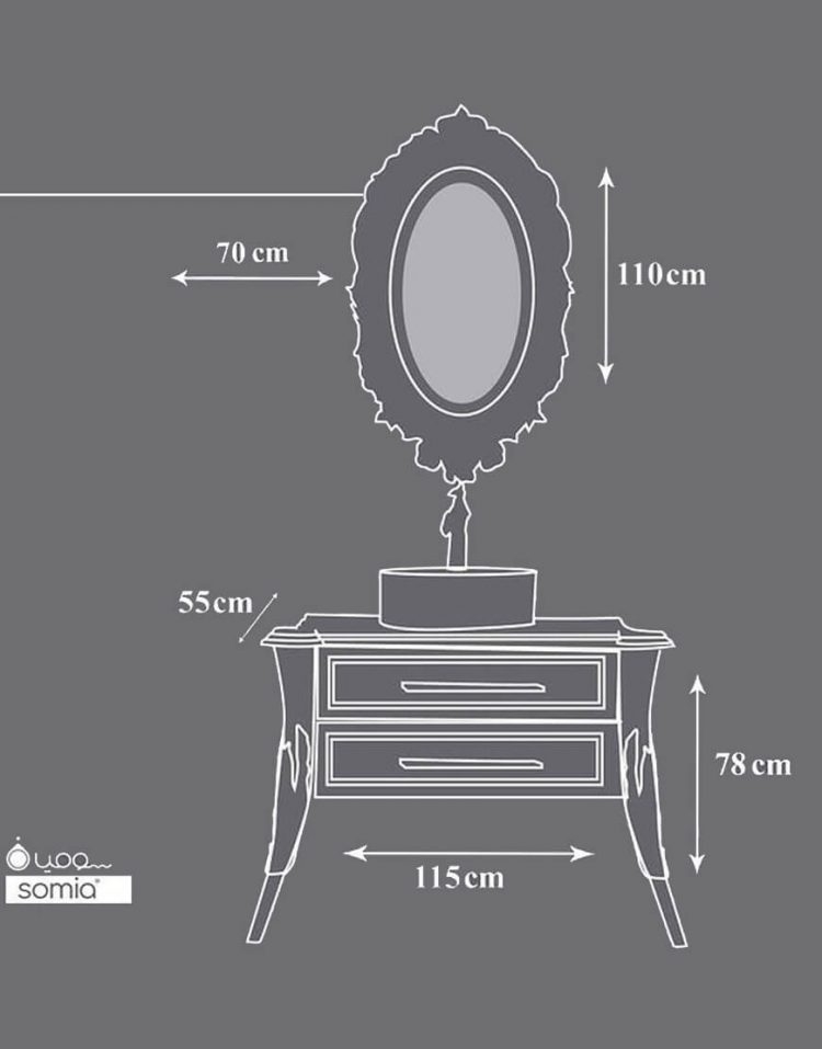 ست روشویی کابینت سومیا و آینه مدل ۶۲۴ A