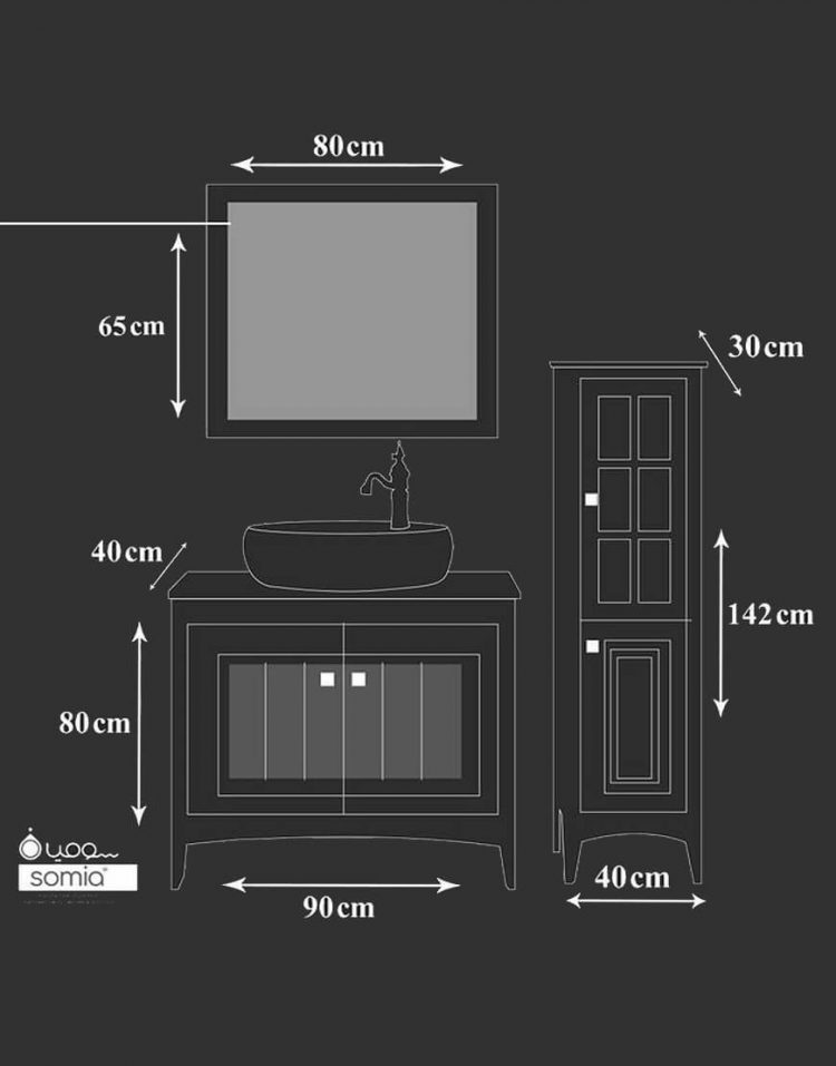 ست روشویی کابینت سومیا و آینه مدل ۶۳۶ A