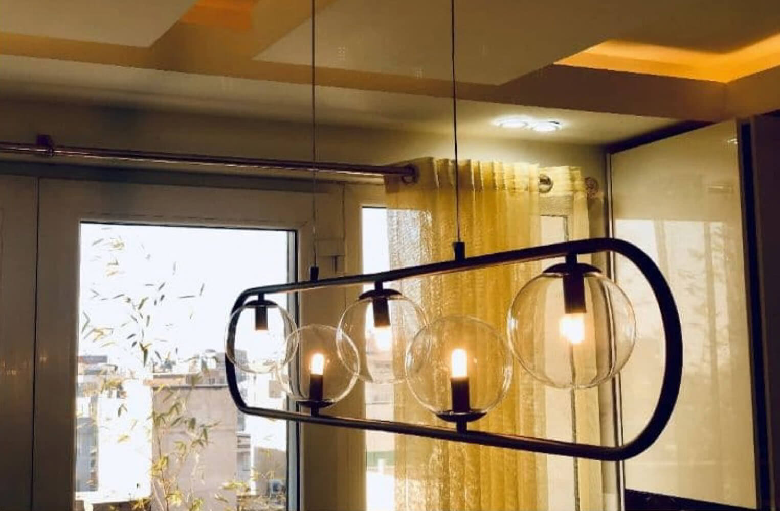 modnoor line chandeliers twist line light model 4 - چراغ آویز حبابی کانتر مدل توییست لایت خطی -  - kitchen-island-lighting