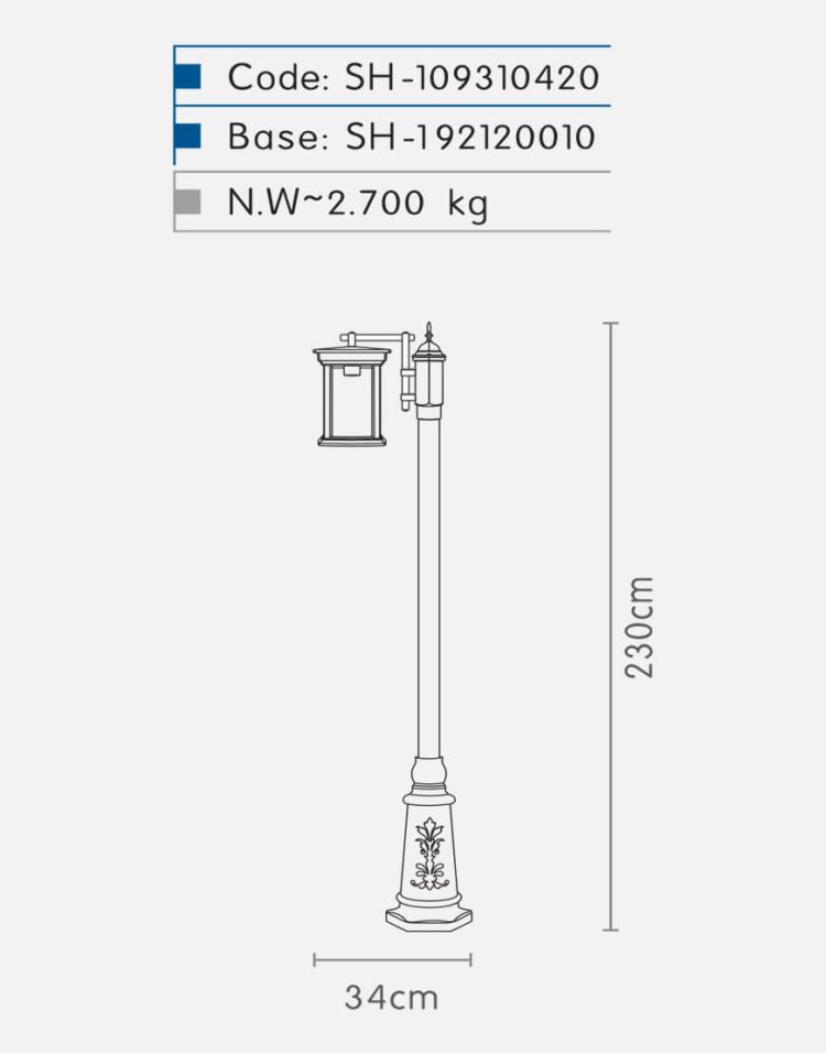 چراغ سرلوله شب تاب مدل روناک SH-۱۰۹۳۱۰۴۲۰