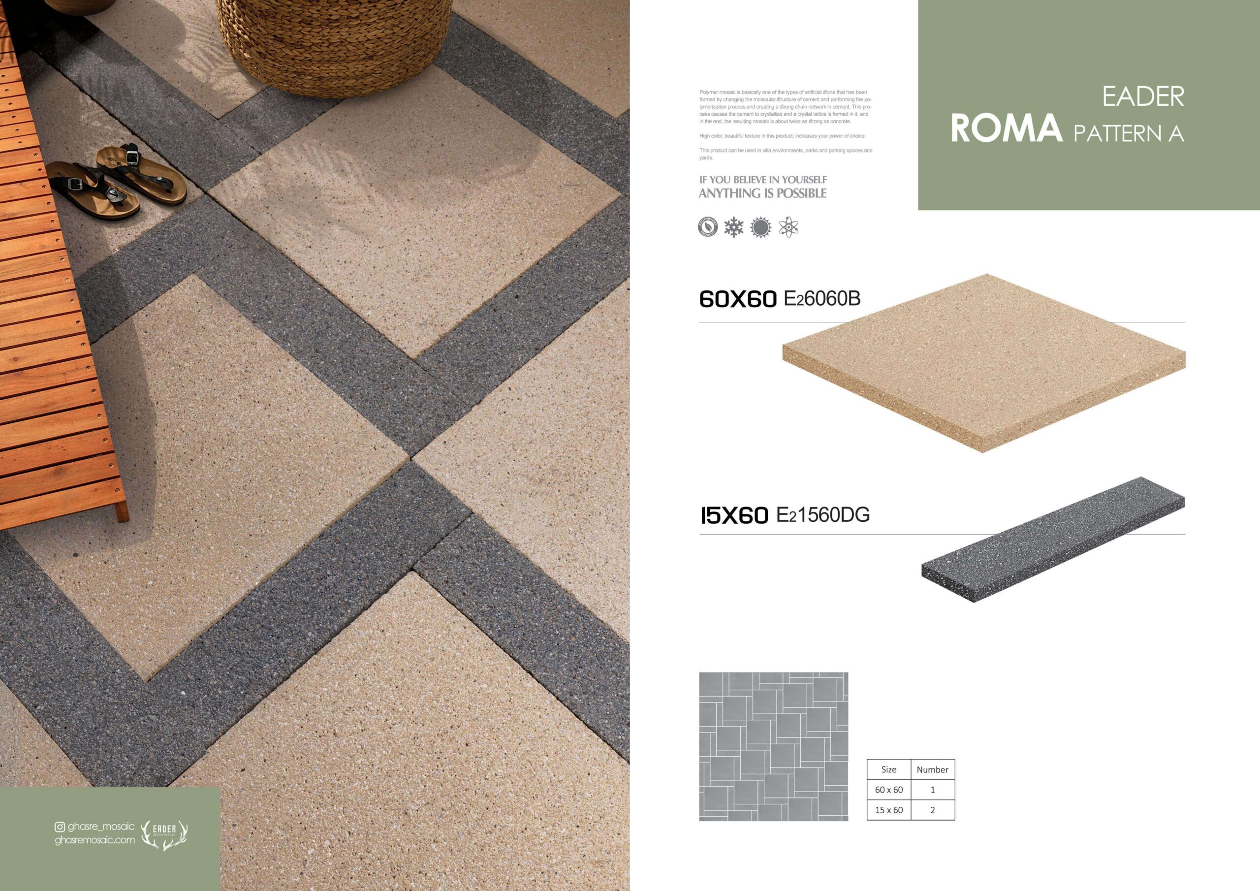 ghasre mosaic 6060 6015 roma model 0 scaled - موزاییک 60*60 مدل روما ایدر کد E2 -  - mosaic