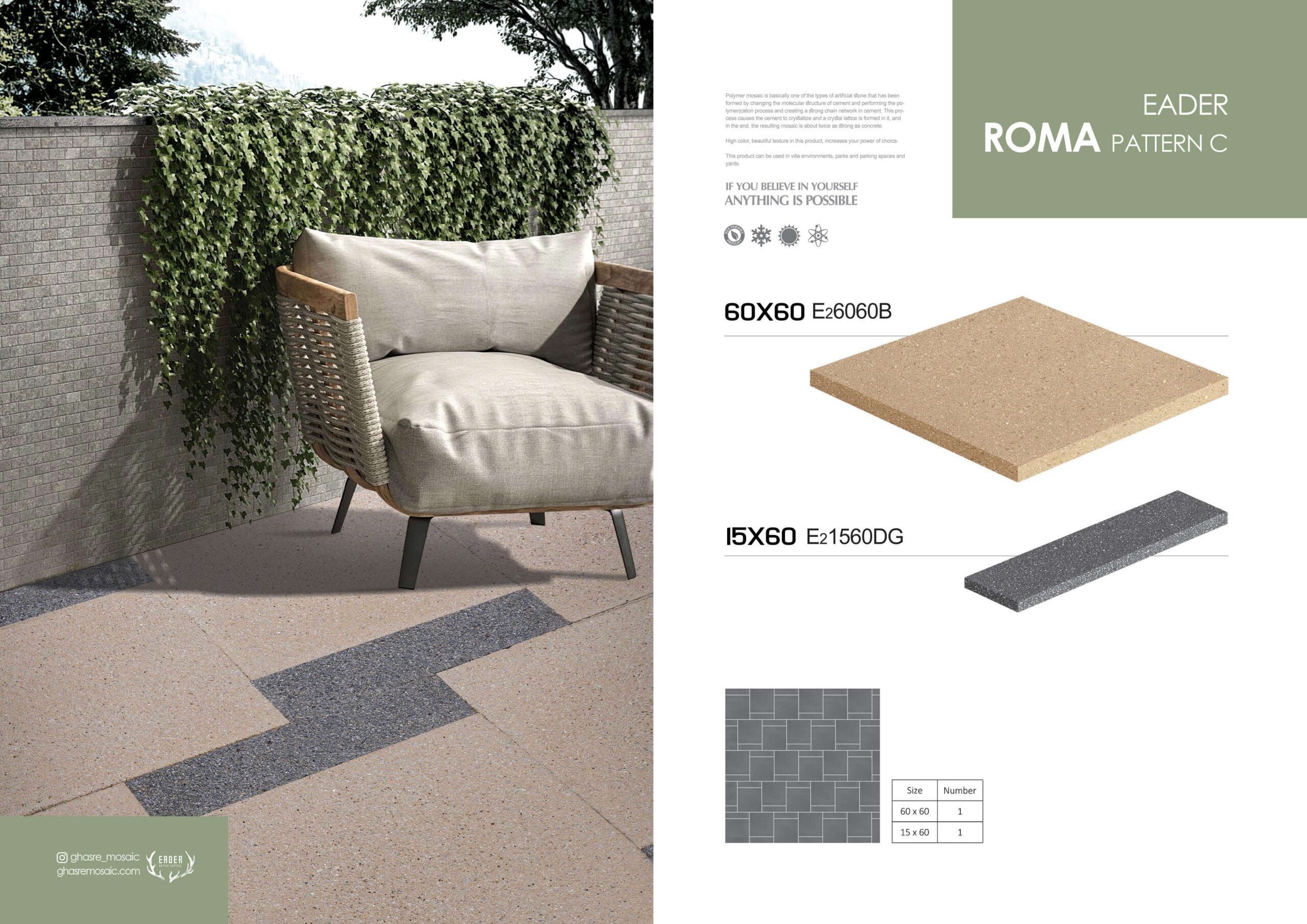 ghasre mosaic 6060 6015 roma model 000 scaled - موزاییک 60*60 مدل روما ایدر کد E2 -  - mosaic