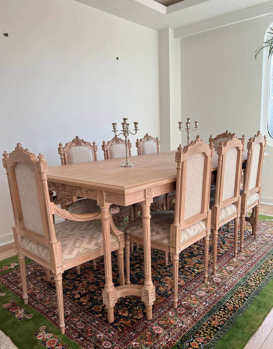 ست میز و صندلی ناهار خوری چوبی 8 نفره