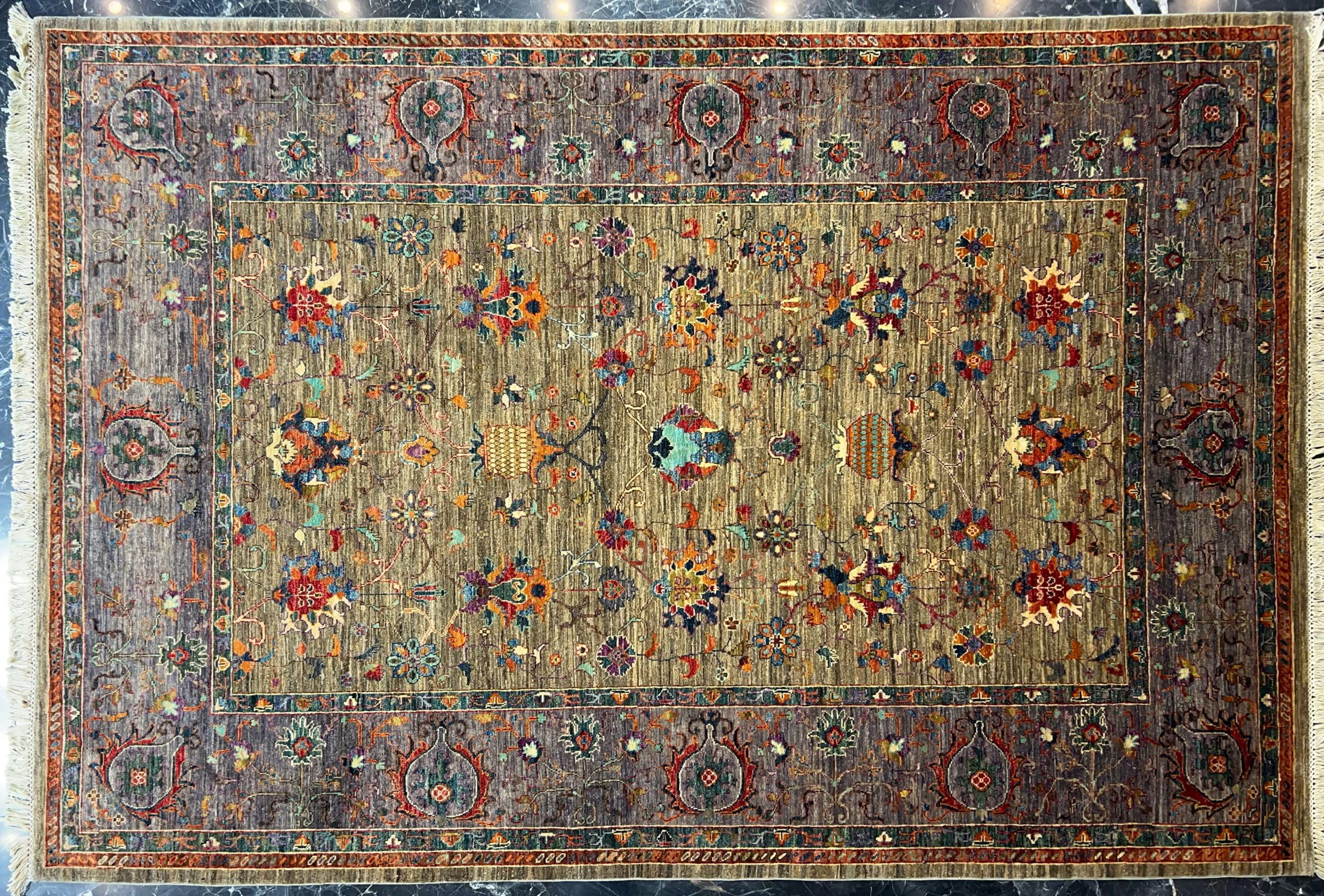 soltanabad Hand woven carpet code 130 0 scaled - فرش دستباف زیتونی و بنفش نقش سلطان آباد کد 130 -  - area-rugs