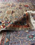 فرش دستباف زیتونی و بنفش نقش سلطان آباد کد 130