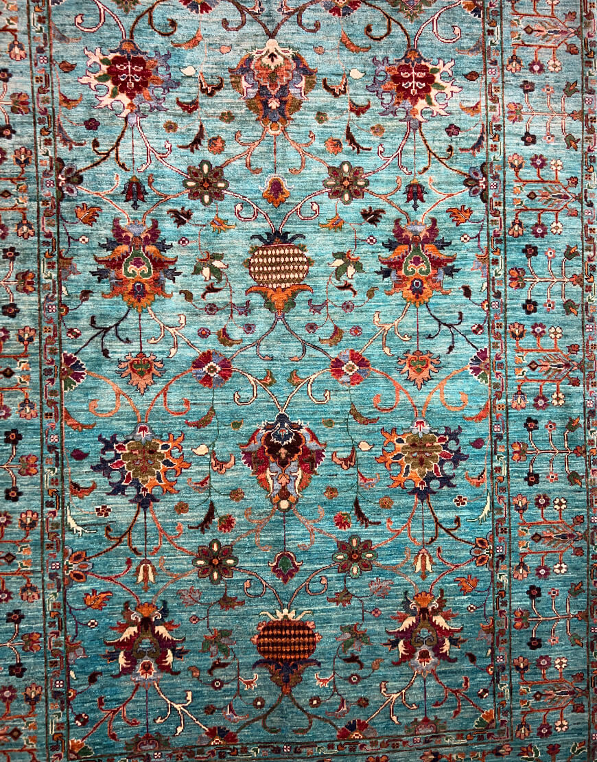 فرش دستباف نقش سلطان آباد سبزآبی کد 108