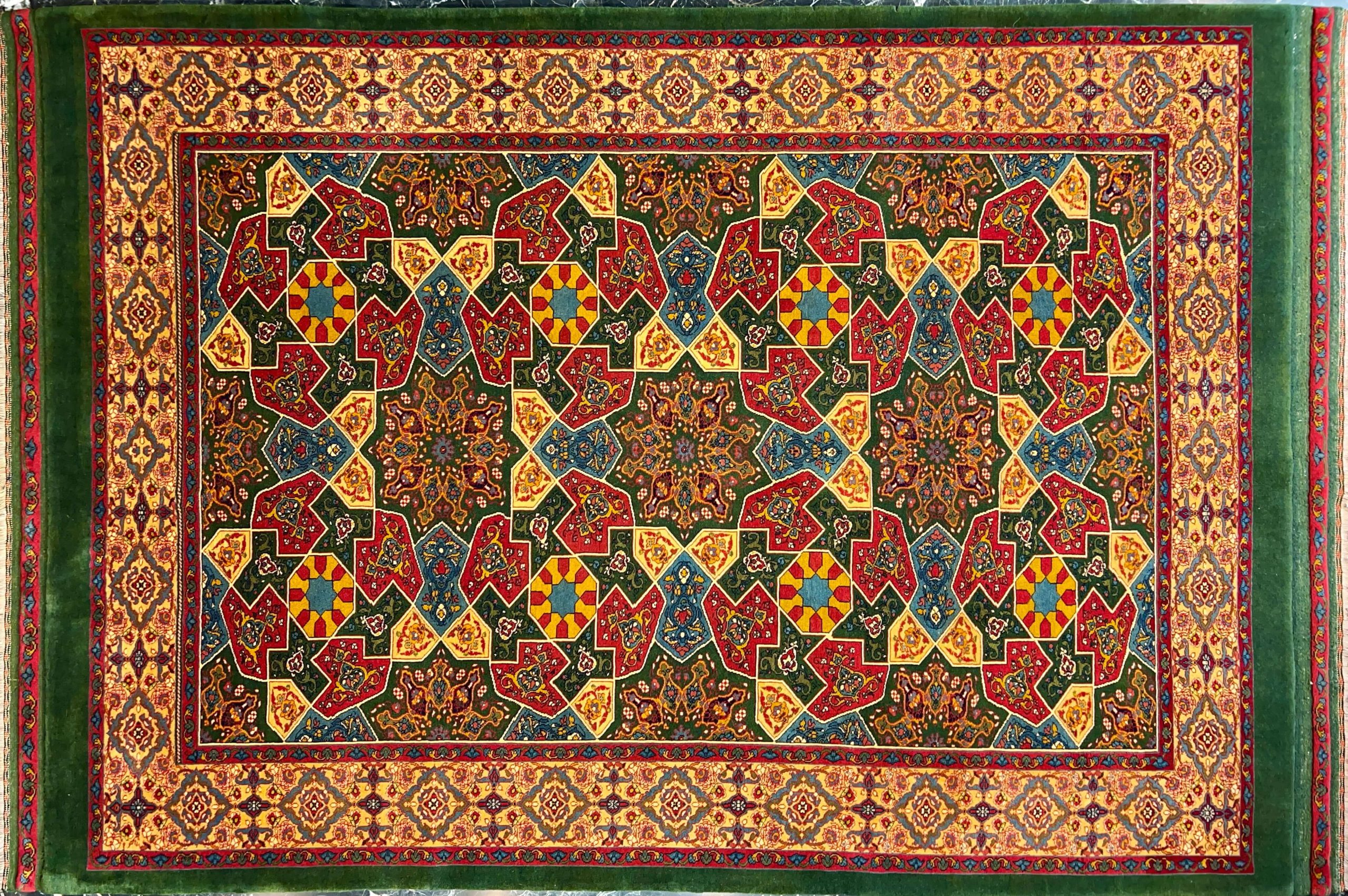 green ghashghayi handwoven carpet code143 0 scaled - فرش دستباف قشقایی نقش مهندسی کد 143 -  - area-rugs