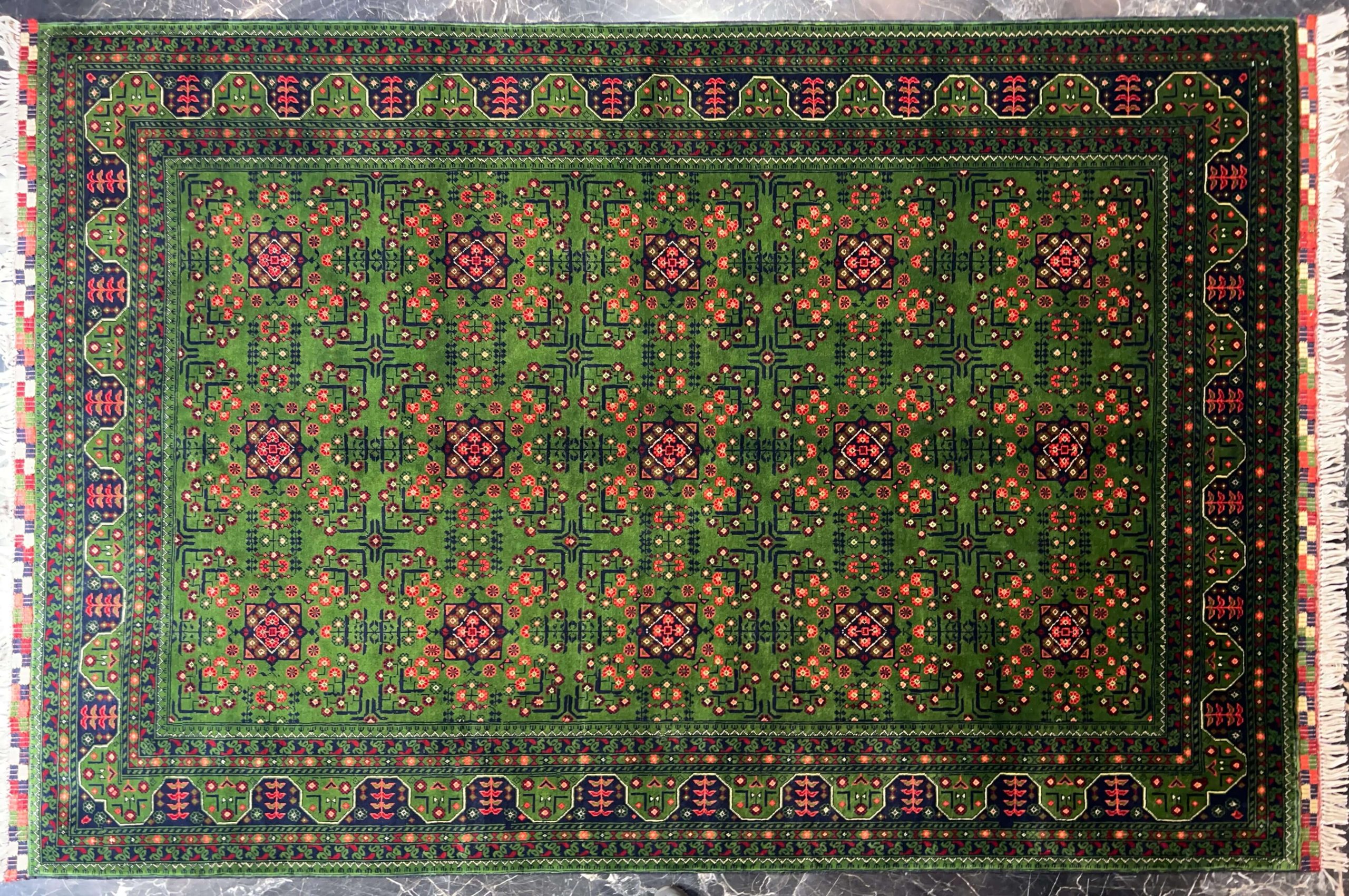 green khan mohammadi handwoven carpet code136 0 scaled - فرش دستباف سبز نقش خان محمدی کد 136 -  - area-rugs