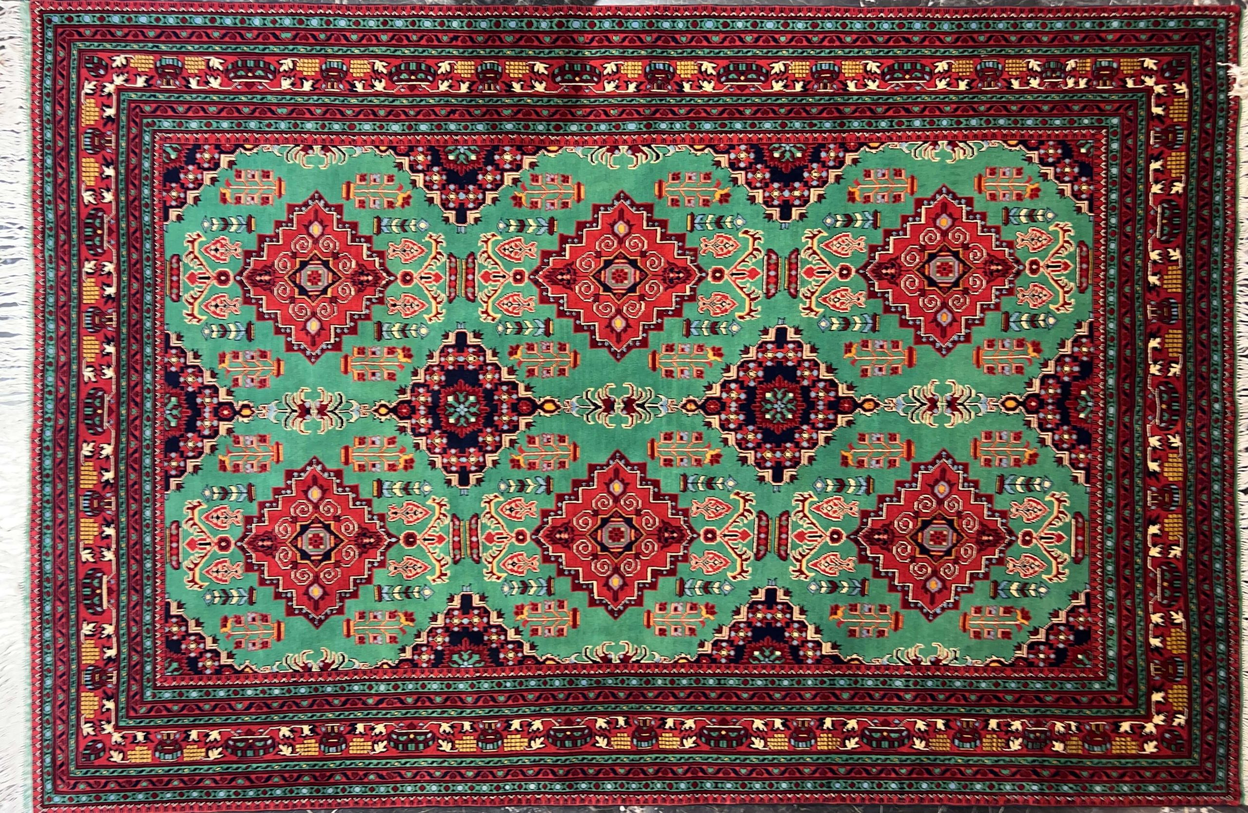 green red khan mohammadi handwoven carpet code138 0 scaled - فرش دستباف سبزقرمز نقش خان محمدی کد 138 -  - area-rugs