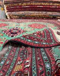 فرش دستباف سبزقرمز نقش خان محمدی کد 138