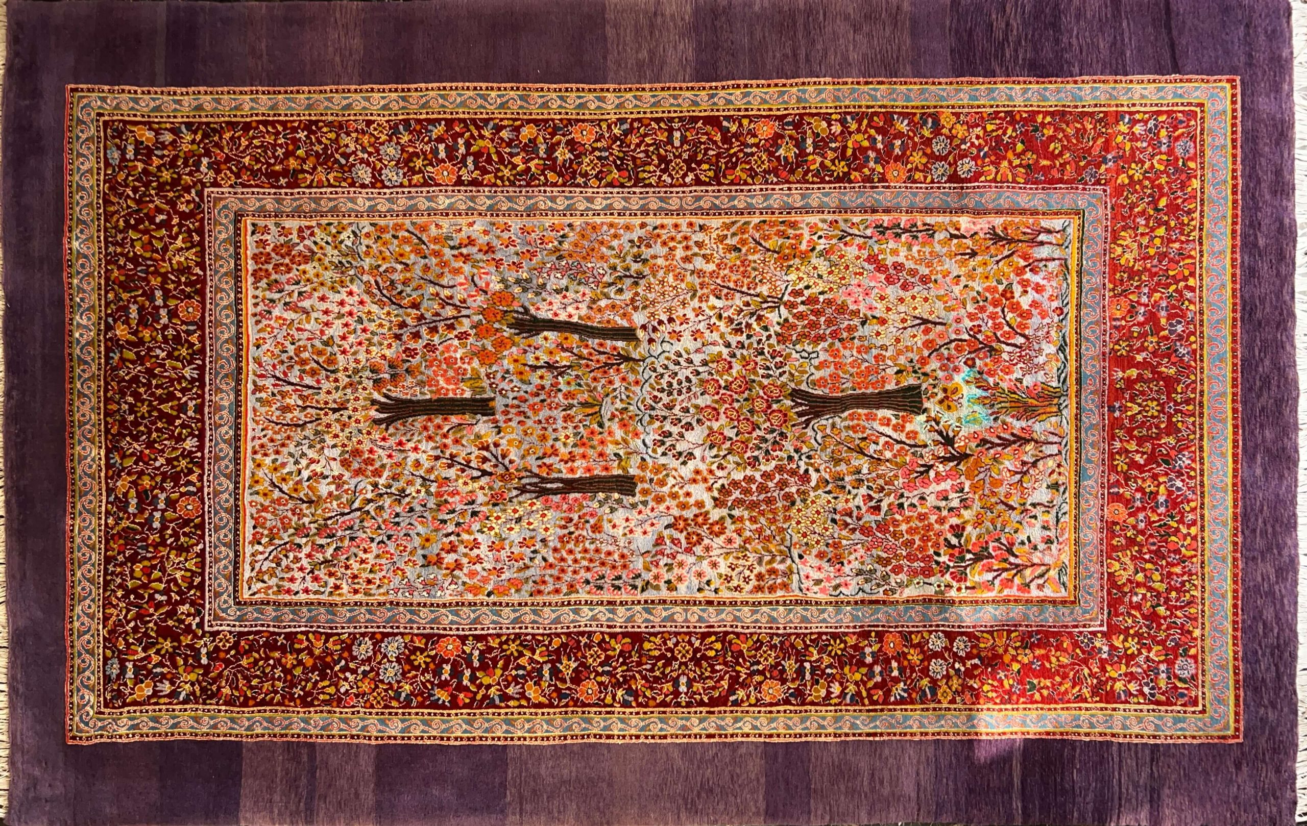 purple ghashghayi handwoven carpet code144 0 scaled - فرش دستباف بنفش نقش قشقایی طرح درخت زندگی کد 144 -  - area-rugs