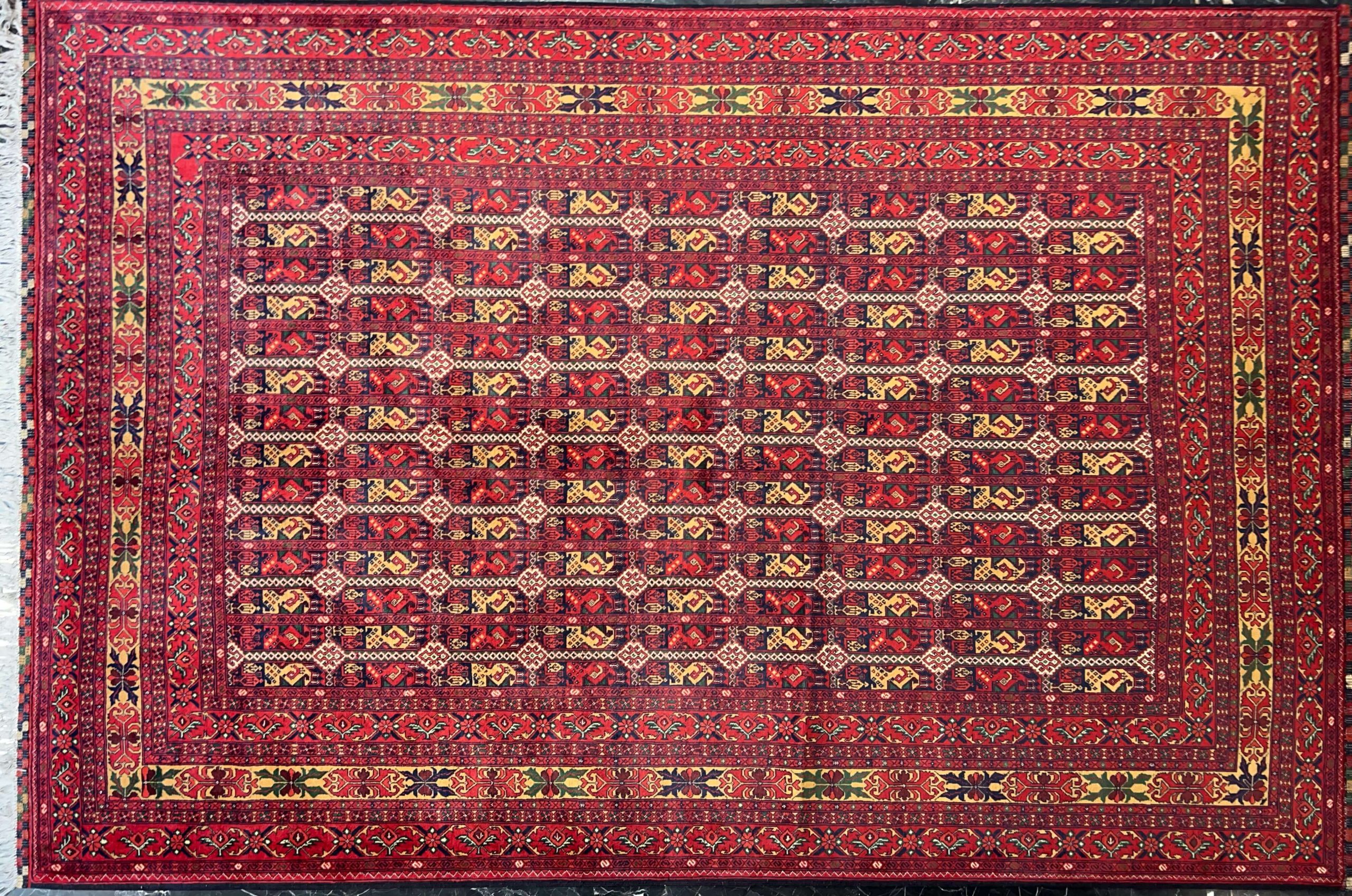 yellow red khan mohammadi handwoven carpet code139 0 scaled - فرش دستباف قرمز زرد نقش خان محمدی کد 139 -  - area-rugs