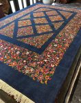 فرش دستباف آبی نقش قشقایی طرح هزار گل کد 151