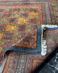 فرش دستباف زمینه آبی نقش قشقایی طرح خشتی کد 162