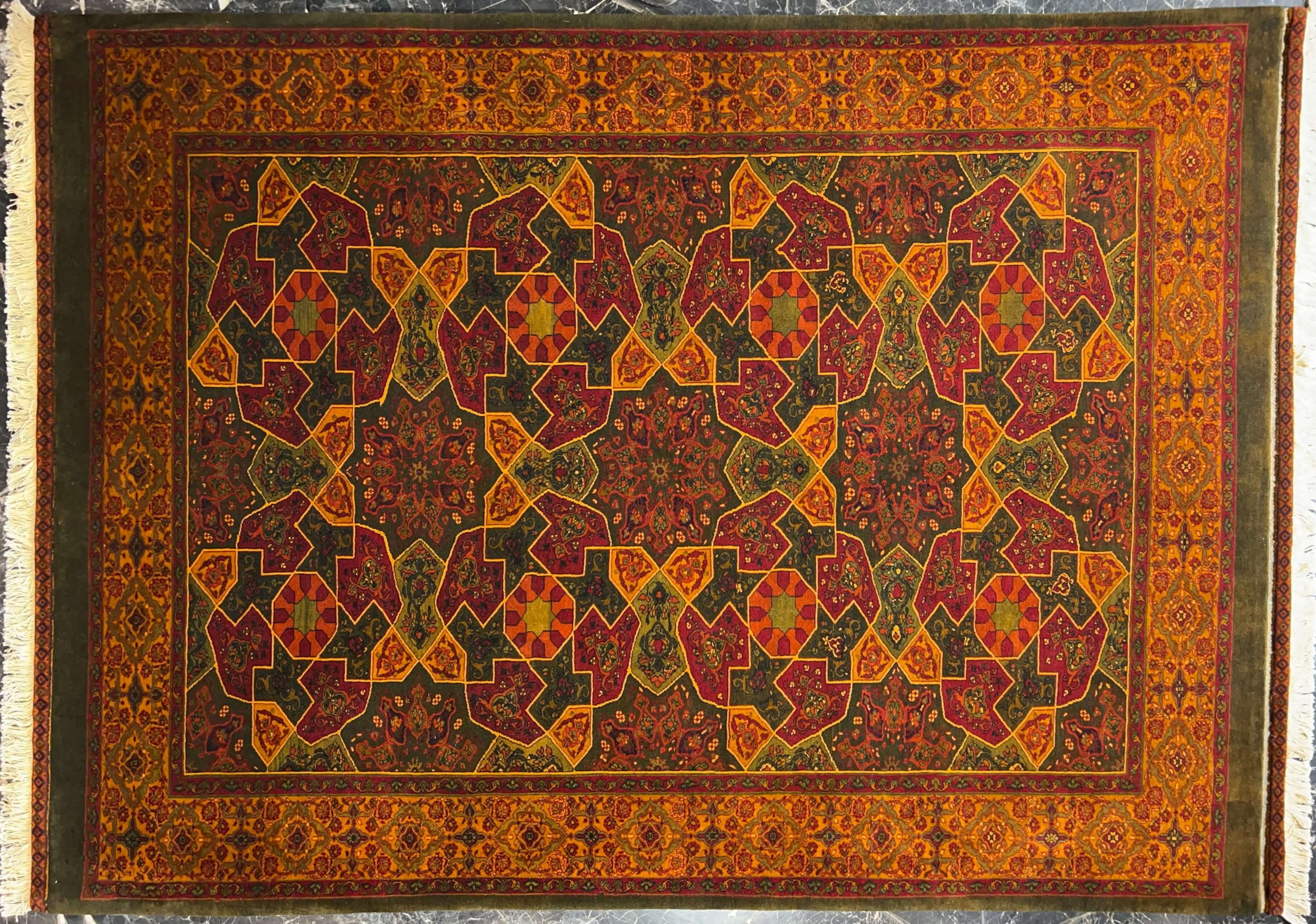 darkgray mohandesi handwoven carpet code147 0 scaled - فرش دستباف سبز تیره نقش مهندسی کد 147 -  - area-rugs