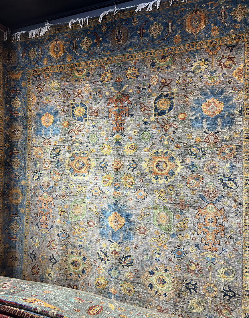 فرش دستباف طوسی و آبی نقش سلطان آباد کد 157