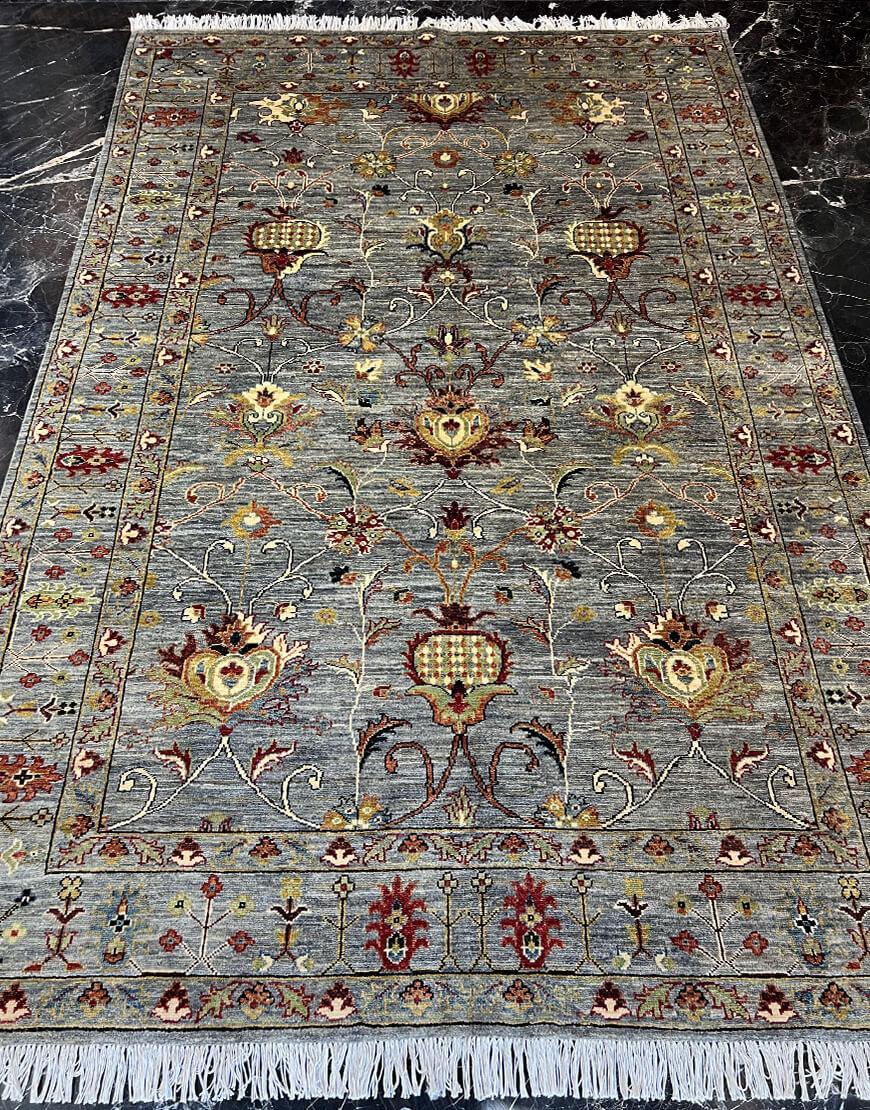 gray soltanabad handwoven carpet code159 1 - فرش دستباف طوسی نقش سلطان آباد کد 159