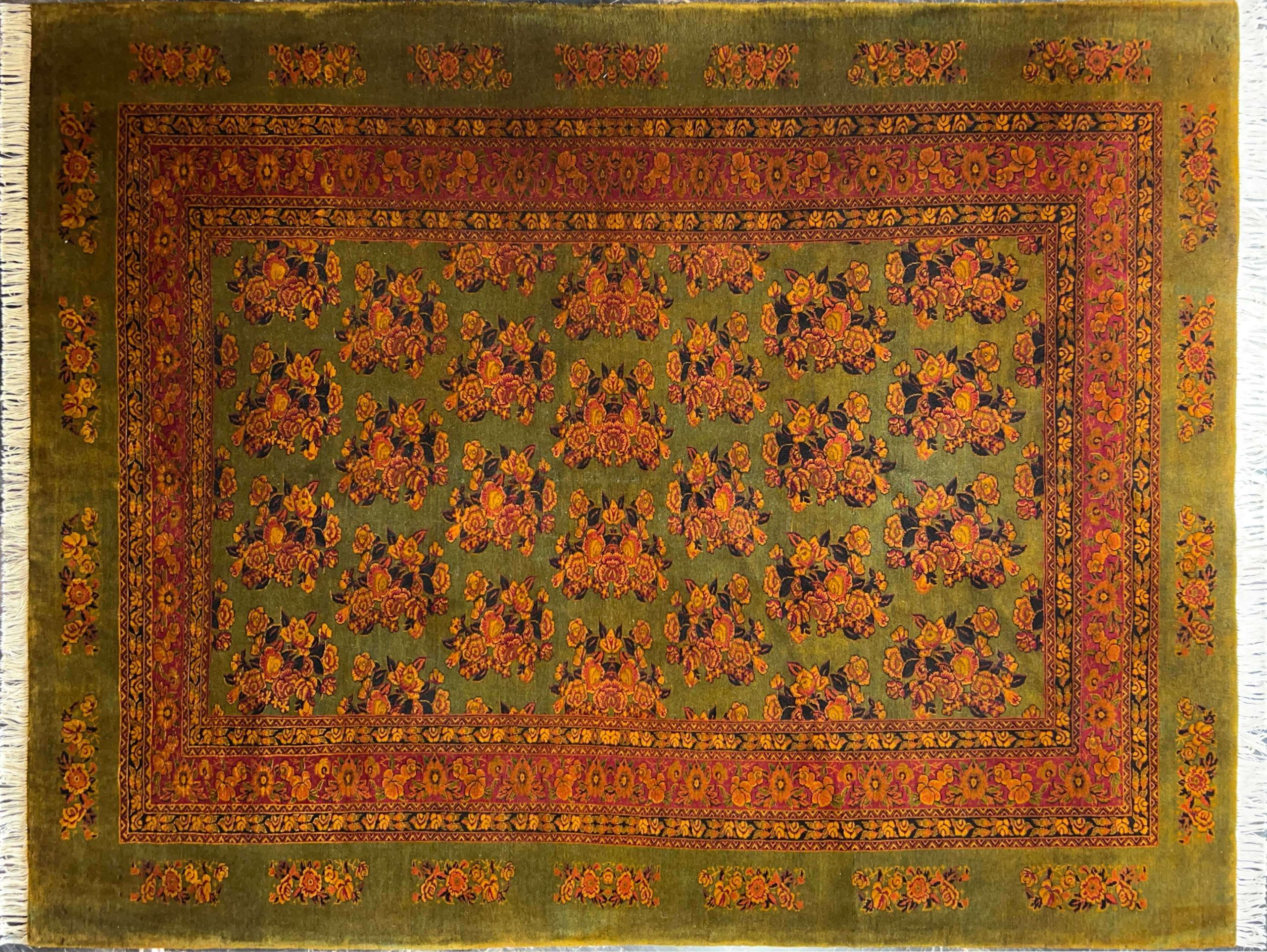 green ghashghayi handwoven carpet code163 0 scaled - فرش دستباف سبز نقش قشقایی طلاشور کد 163 -  - area-rugs