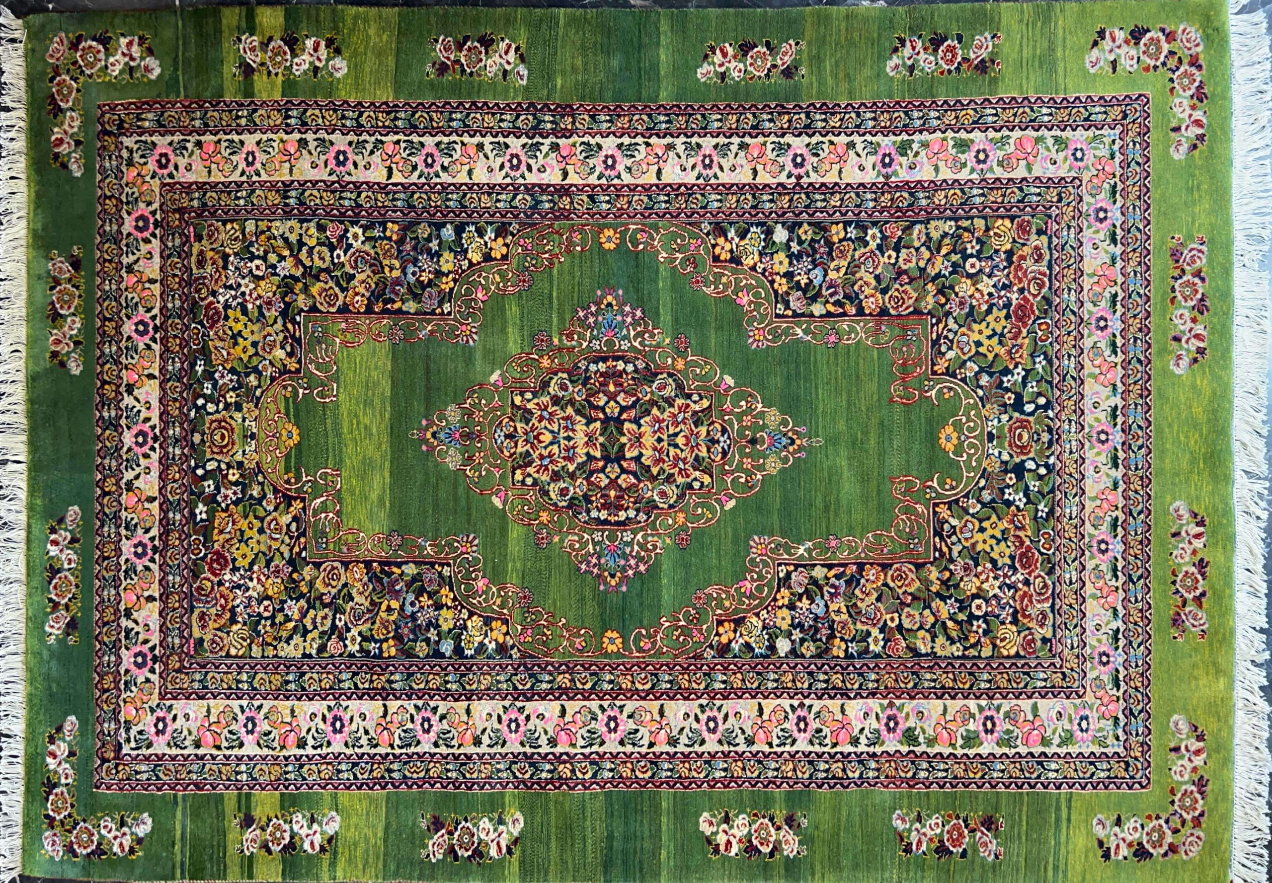 green ghashghayi handwoven carpet code166 0 scaled - فرش دستباف سبز نقش قشقایی کد 166 -  - area-rugs
