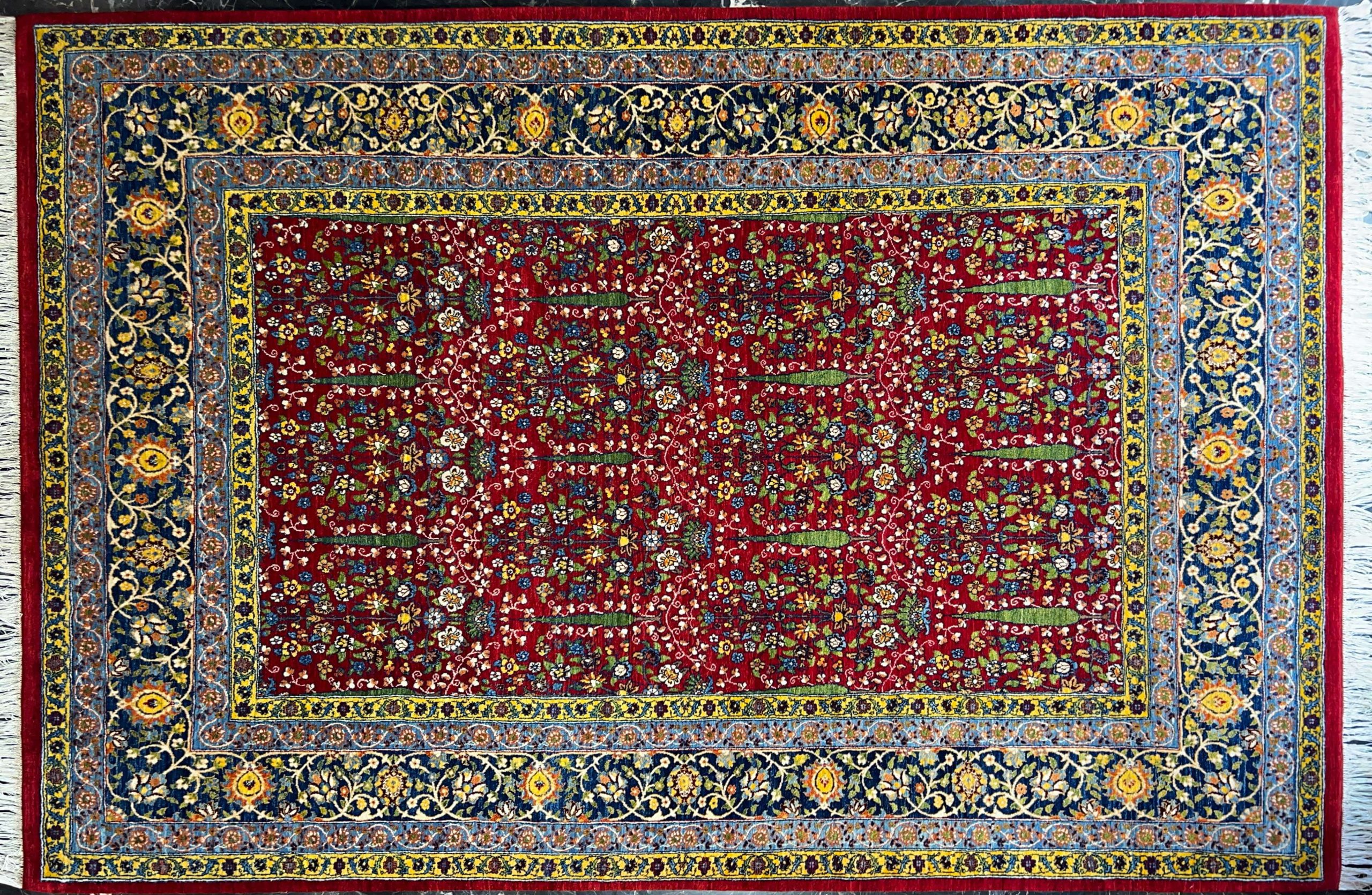 red sarv design ghashghayi handwoven carpet code163 0 scaled - فرش دستباف قرمز نقش قشقایی طرح سرو کد 164 -  - area-rugs