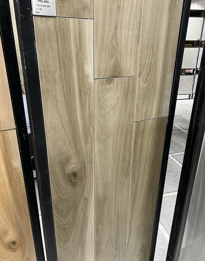 سرامیک طرح پارکت 20*120 میلان مدل رومنت بلوطی تیره