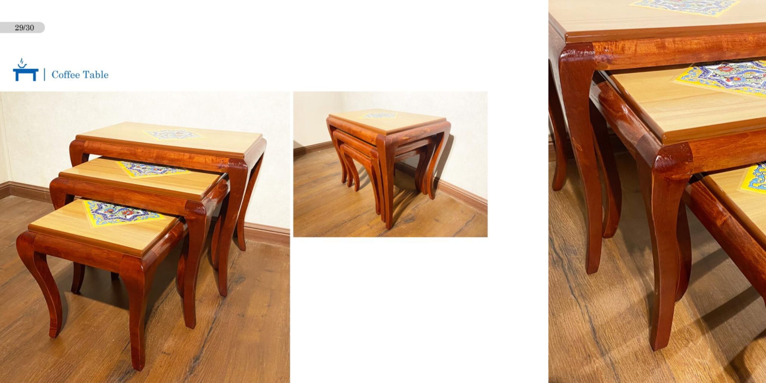 hendesi wooden side tables set 0 scaled - عسلی سه تکه مستطیلی مدل صم آهویی -  - side-tables