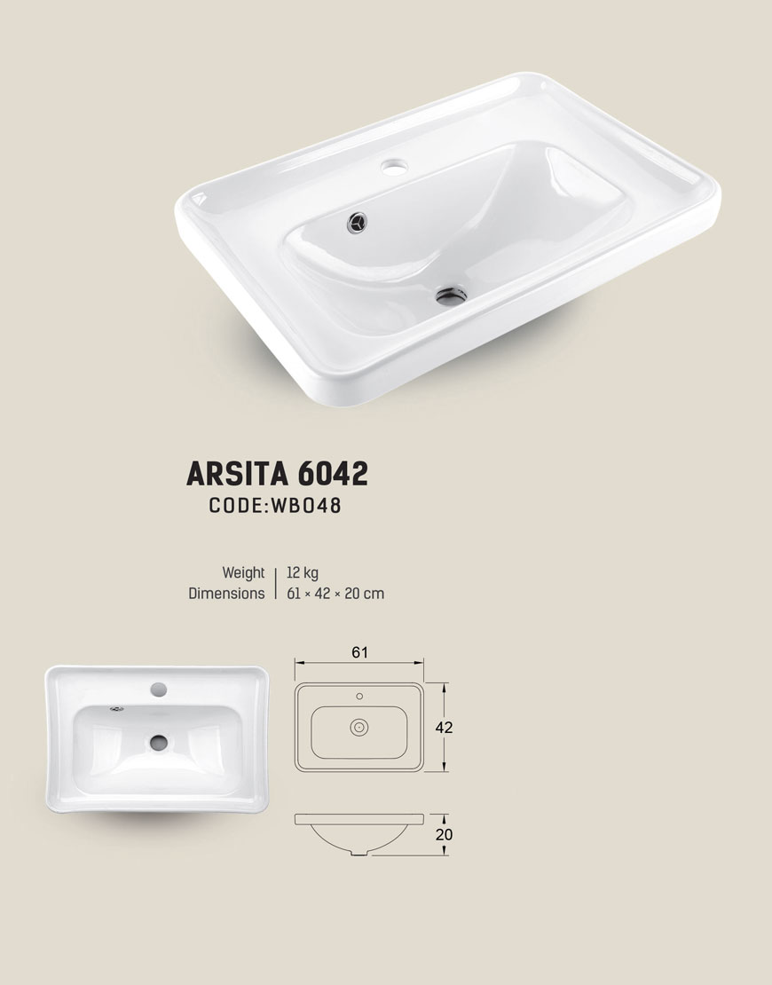 روشویی روکابینتی کریت مدل آرسیتا 6042