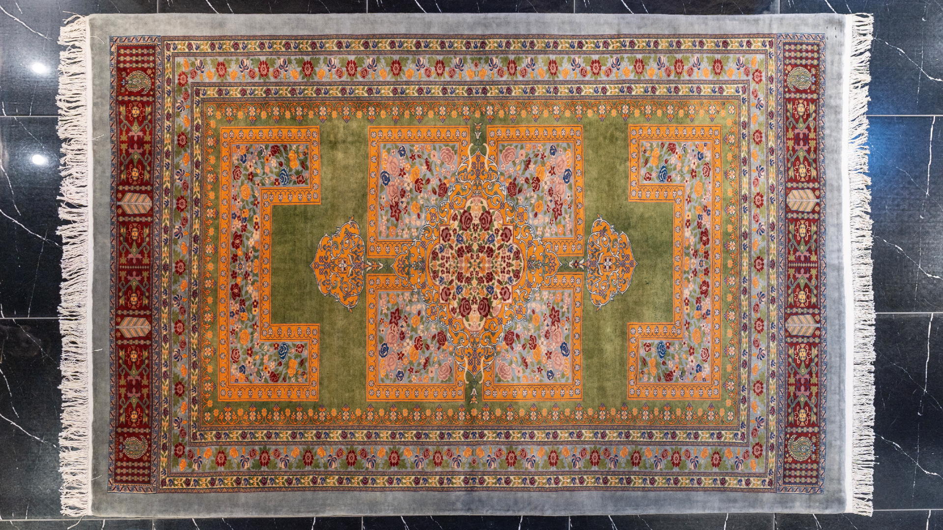 handmade persian carpet code100125 0 - فرش دستباف قشقایی نقشه چهار باغ کرمان کد 100125 -  - area-rugs