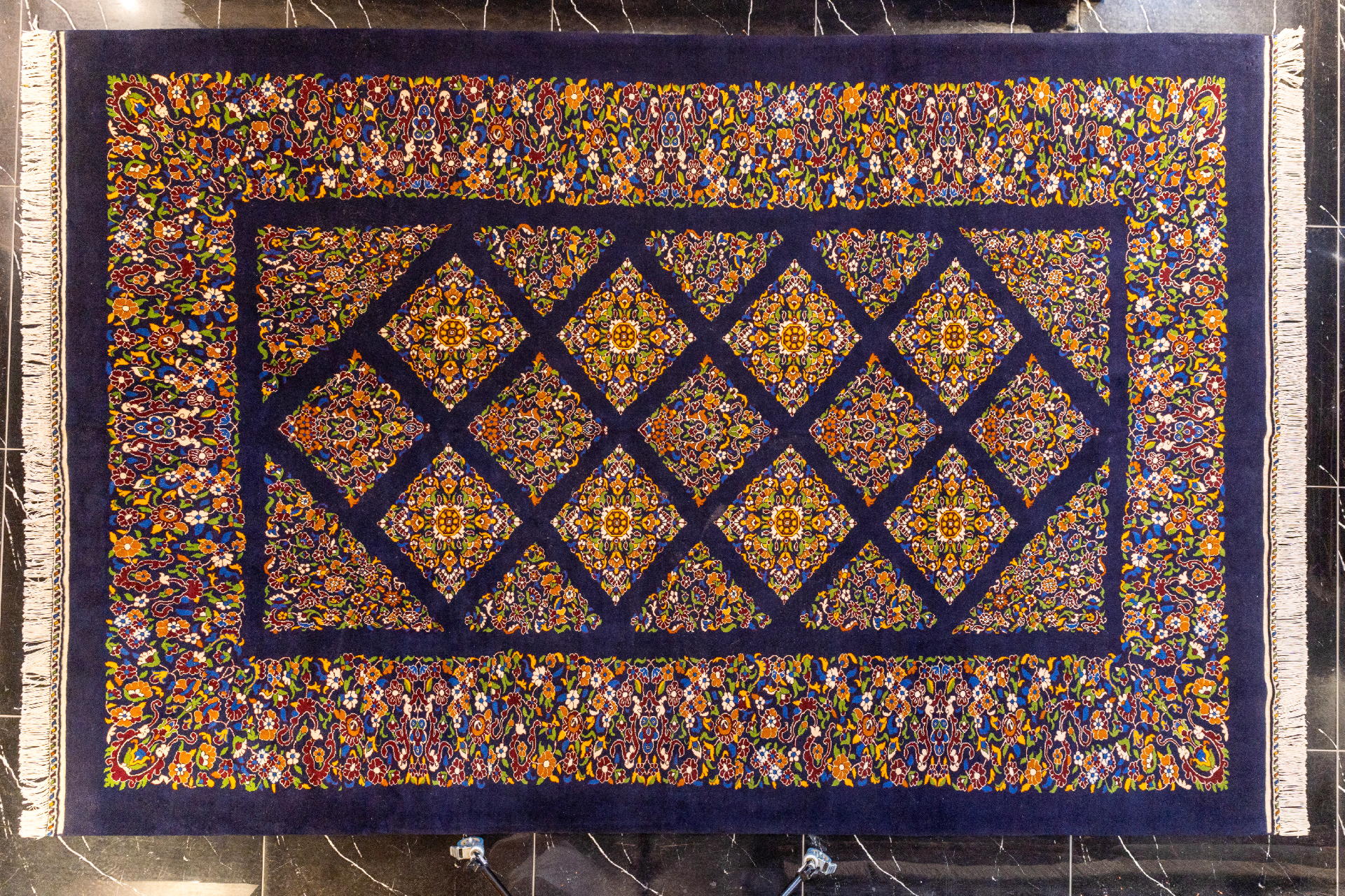 handmade persian carpet code37460 0 - فرش دستباف قشقایی نقشه هزار گل لوزی کرمان کد 37460 -  - area-rugs