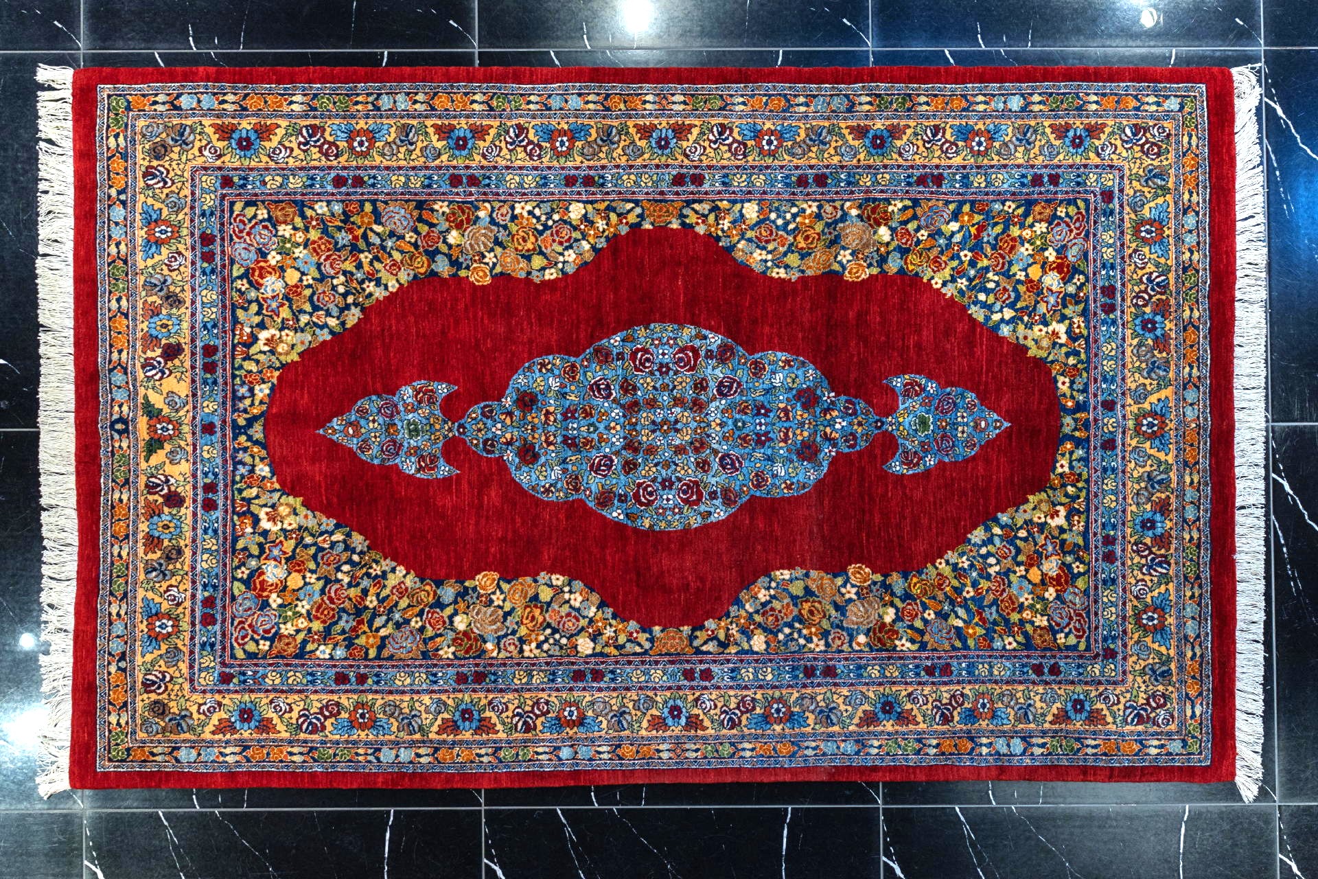 handmade persian carpet code37822 0 - فرش دستباف قشقایی نقشه کف ساده هزار گل کرمان کد 37822 -  - area-rugs