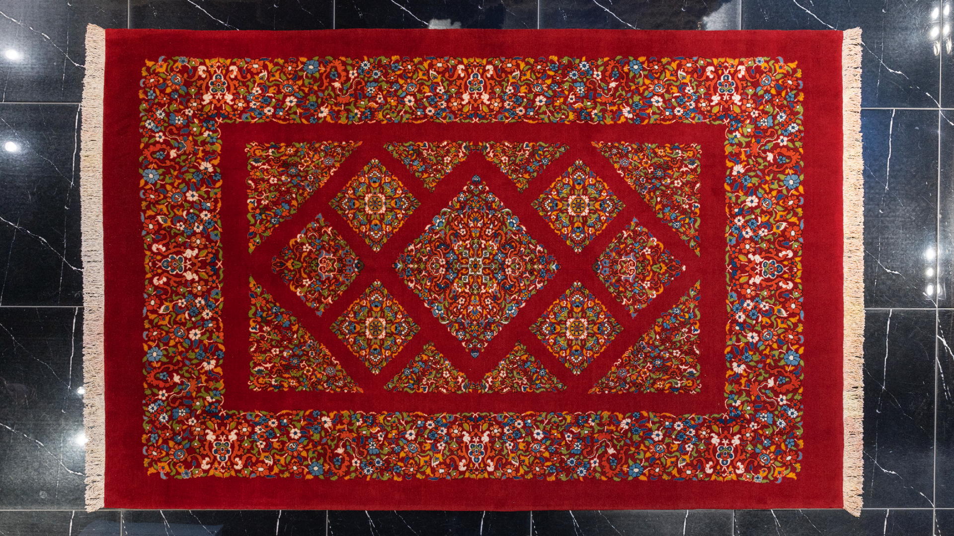 handmade persian carpet code38646 0 - فرش دستباف قشقایی نقشه هزارگل لوزی کد 38646 -  - area-rugs