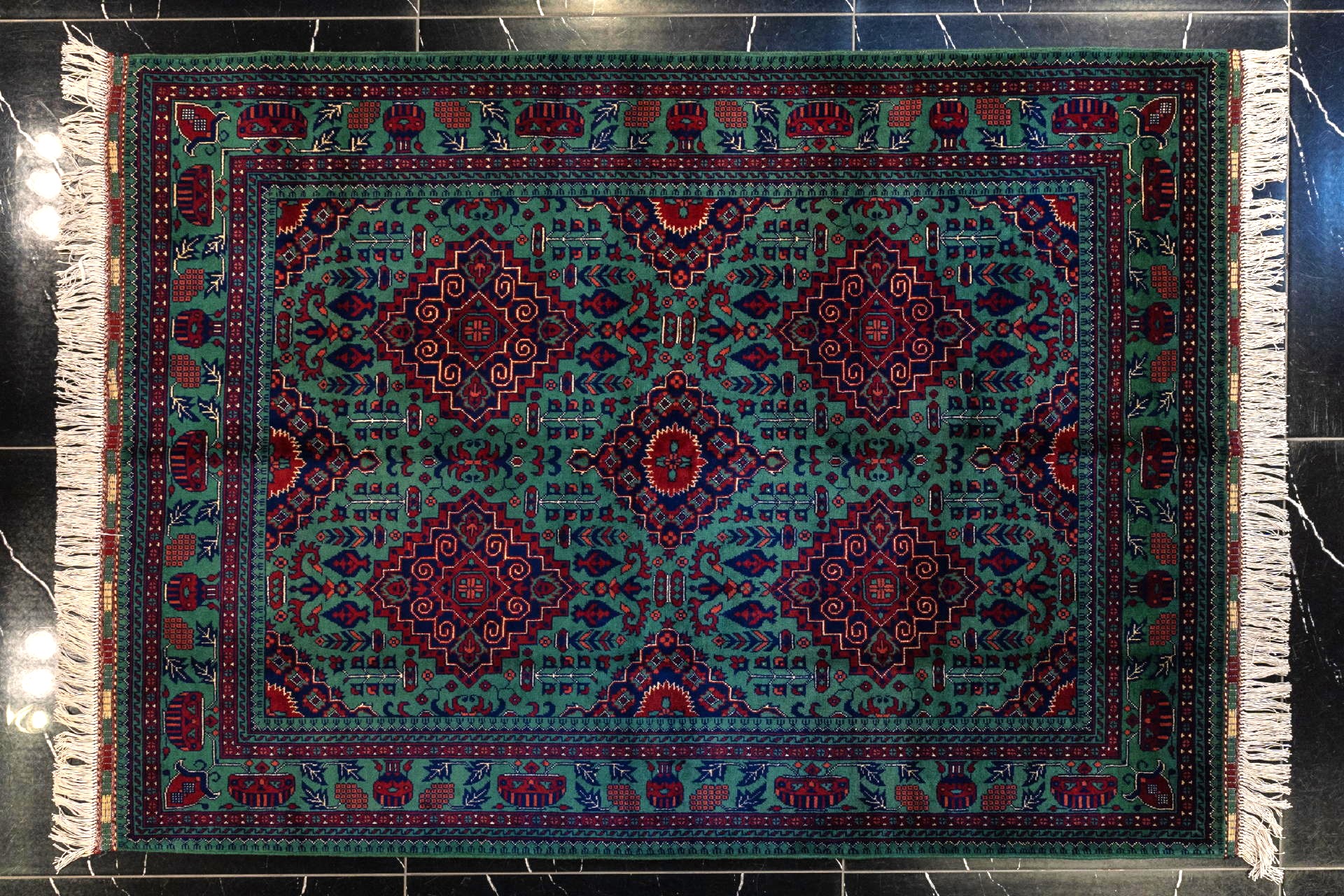 handmade persian carpet code39822 0 - قالیچه دستباف نقشه شش ترنج کرک براق کد 39822 -  - one-of-a-kind-rugs
