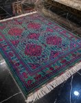 قالیچه دستباف نقشه شش ترنج کرک براق کد 39822