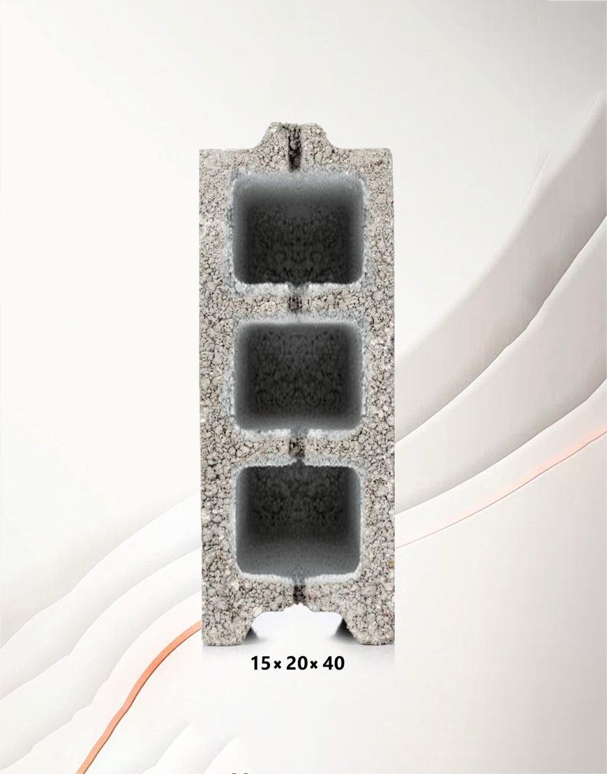 بلوک سبک 40*20 ضخامت 15 سانتیمتر دو جداره پاسارگاد پیمان